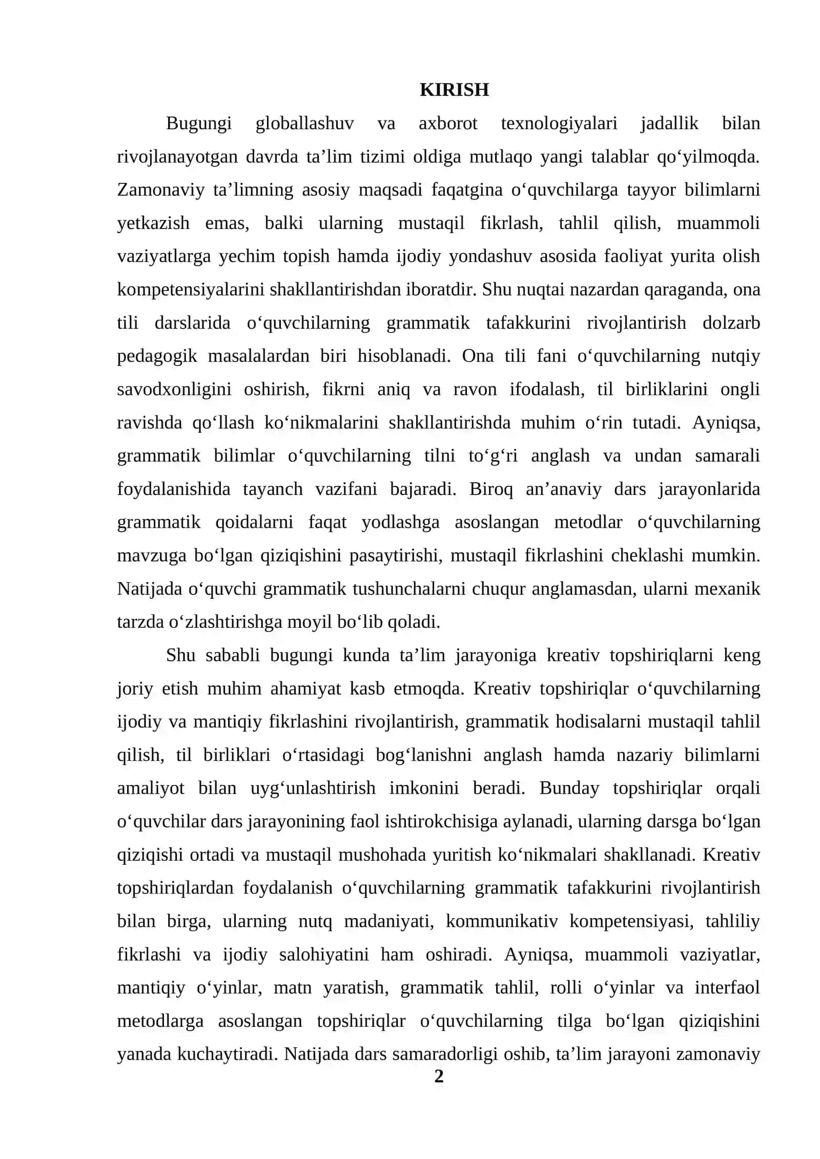ONA TILI DARSLARIDA GRAMMATIK TAFAKKURNI RIVOJLANTIRISHNING  ILMIY-NAZARIY ASOSLARI 2