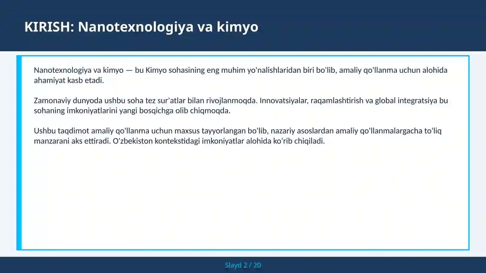 Nanotexnologiya va kimyo 2