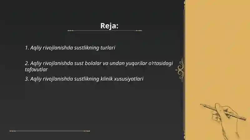 Aqliy rivojlanishda sustlikning turlari 2