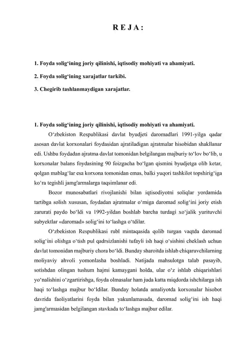 Foyda solig‘ining xarajatlar tarkibi hamda chegirib tashlanmaydigan xarajatlar 2