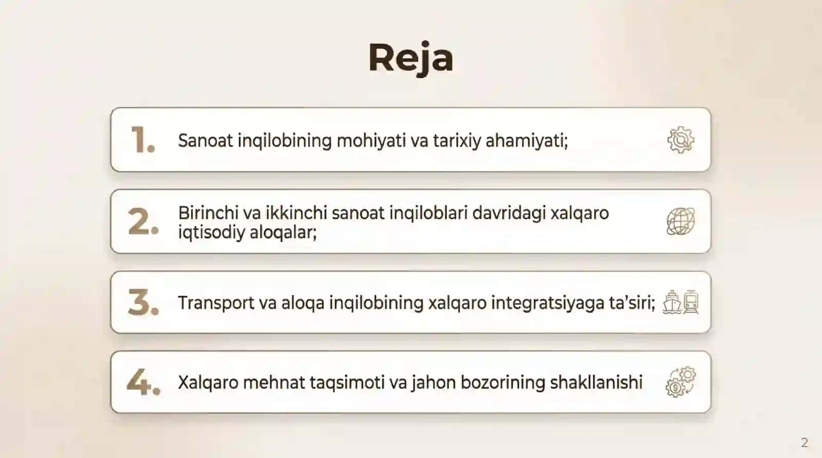 Sanoat inqilobi davrida xalqaro iqtisodiy integratsiya jarayonlari. 2