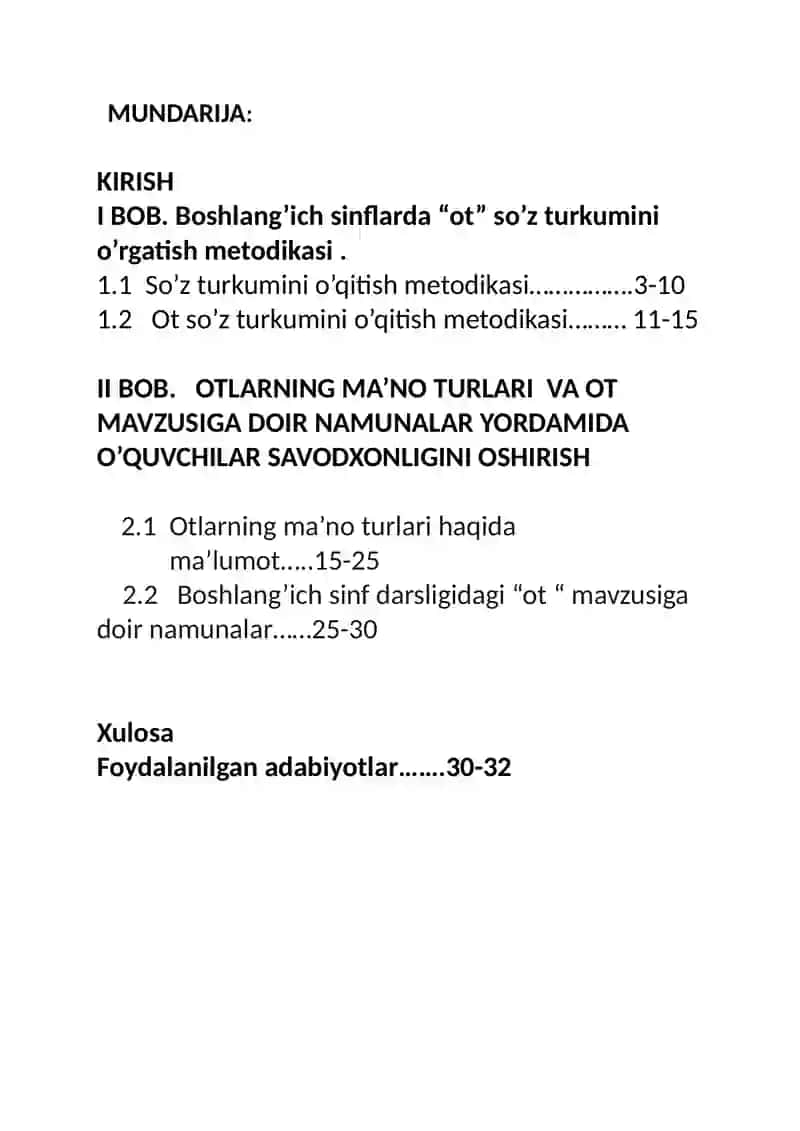Boshlang’ich sinflarda “ot”  mavzusini o’rgatish metodikasi 2