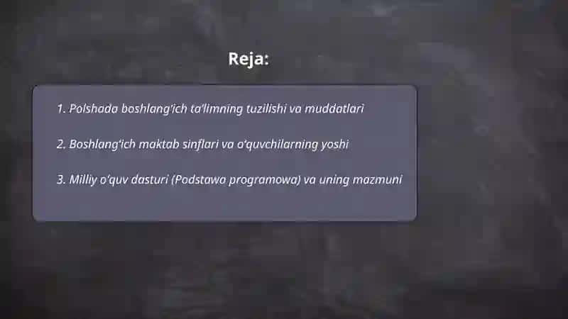 Polsha boshlangʻich taʼlim tizimi 2