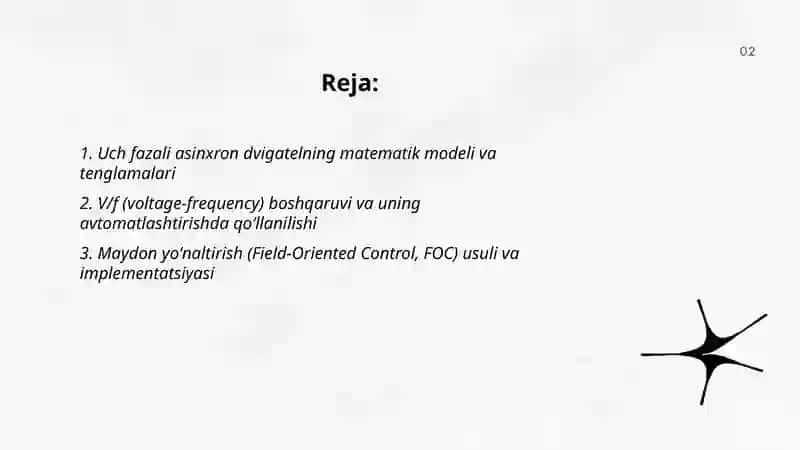 Uch fazali asinxron dvigatelarni avtomatlashtirilgan boshqaruv tizimlarda qoʻllash 2