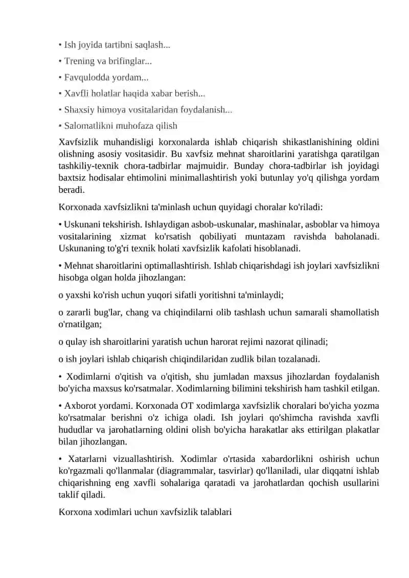 Xavfsizlik texnikasi to’g’risida umumiy ma’lumotlar 2