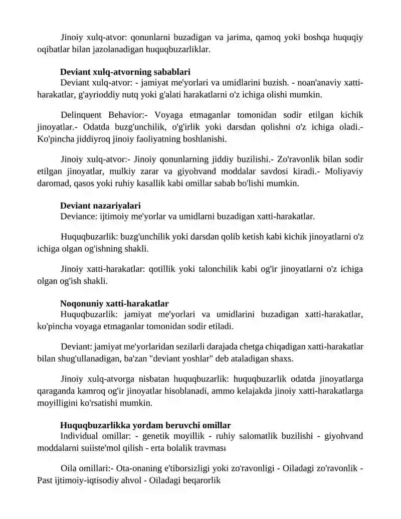 Deviant, Delinkvent Va Kriminal Xatti Harakatlar 2