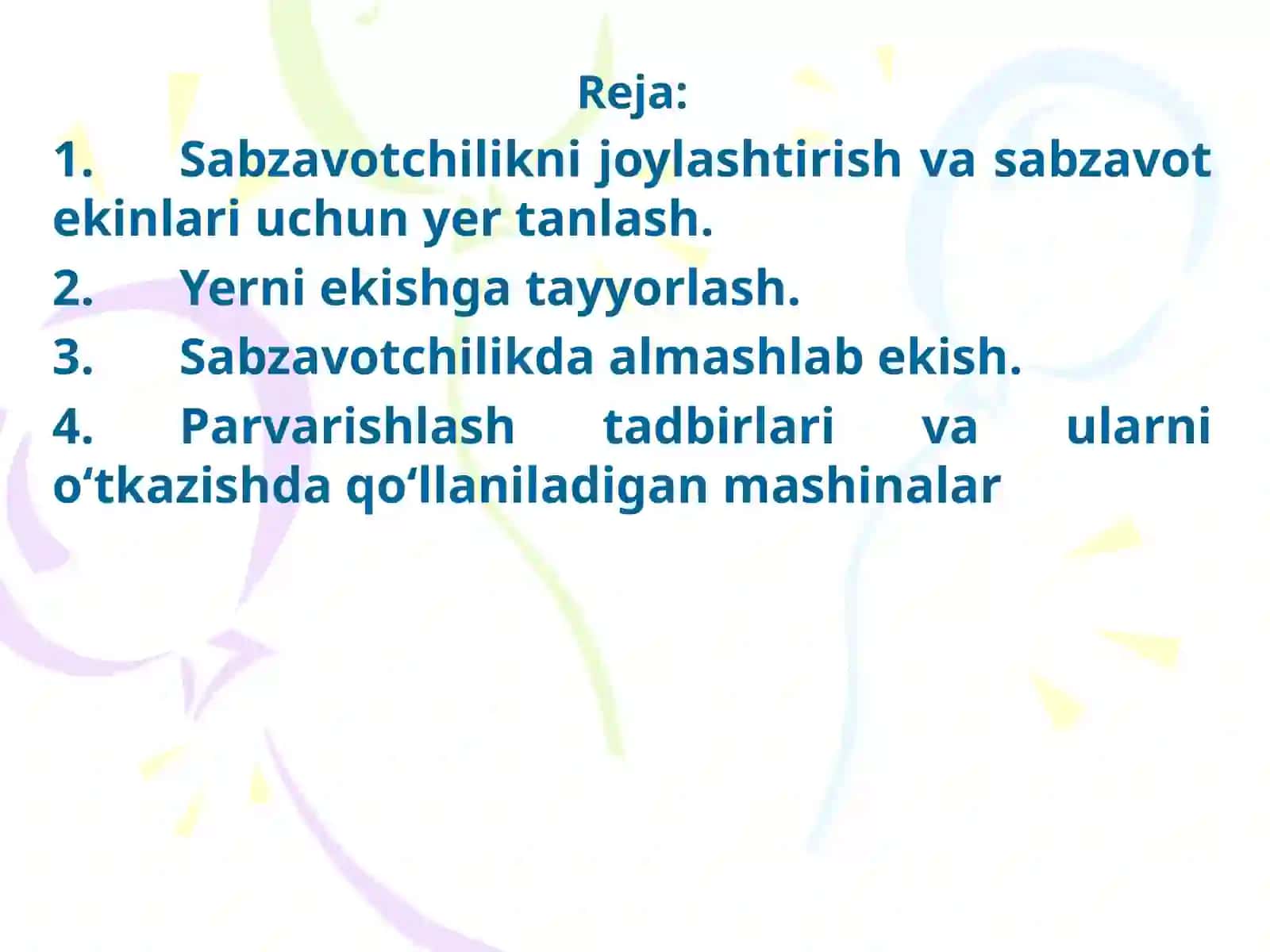 Sabzavotchilik tizimi 2