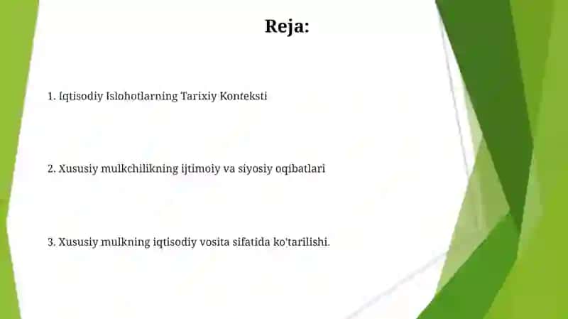Iqtisodiy islohatlar xususiy mulkning shakllanishi 2