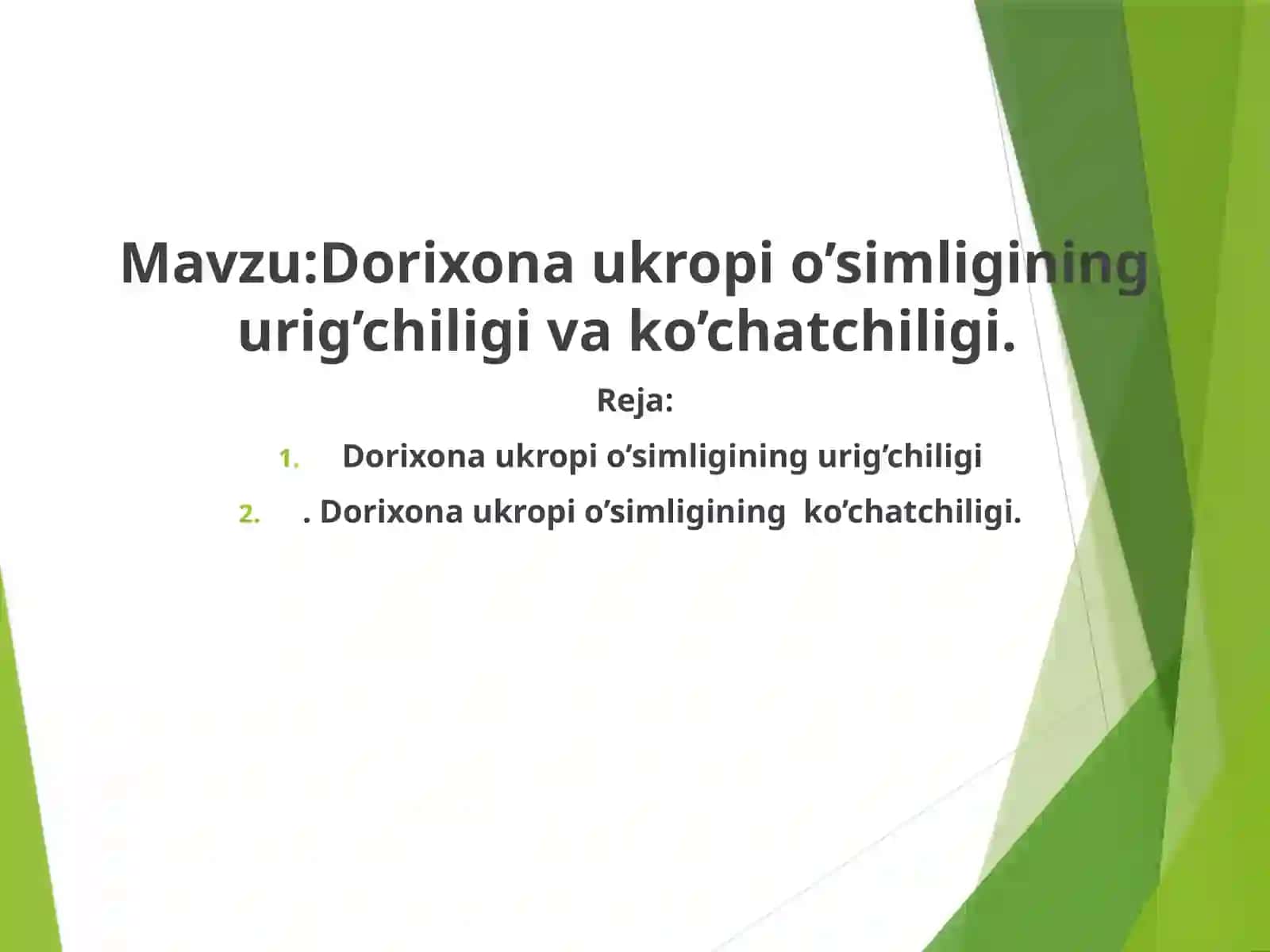 Dorixonaukropio’simligining urig’chiligi va ko’chatchiligi 2