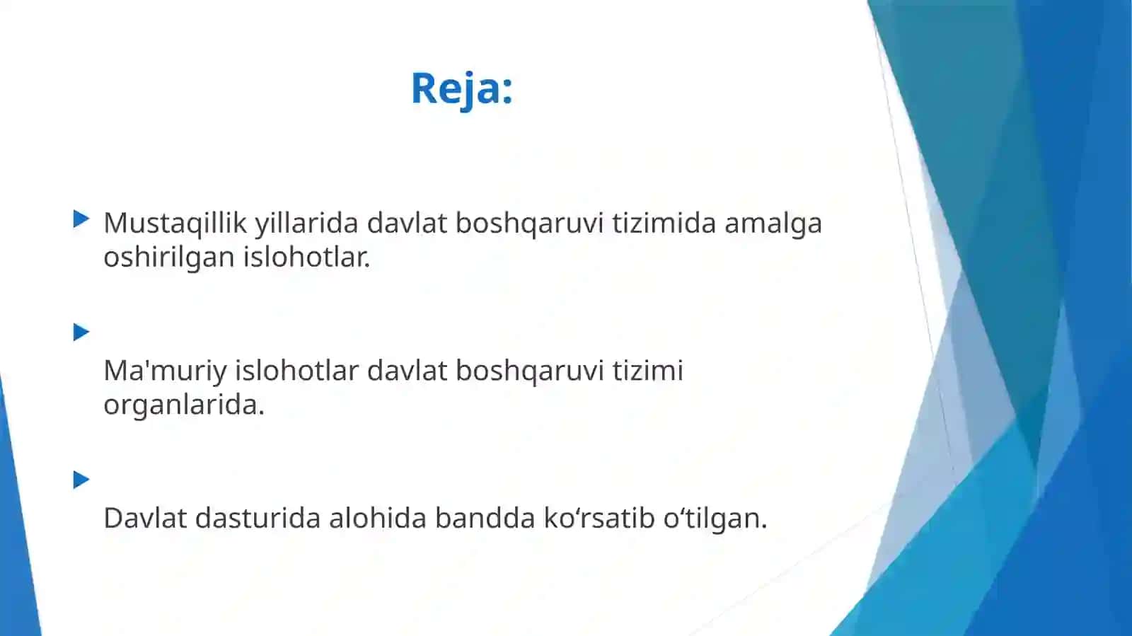 Mustaqillik yillari davlat boshqaruv tizimida amalga oshirilgan islohotlar 2