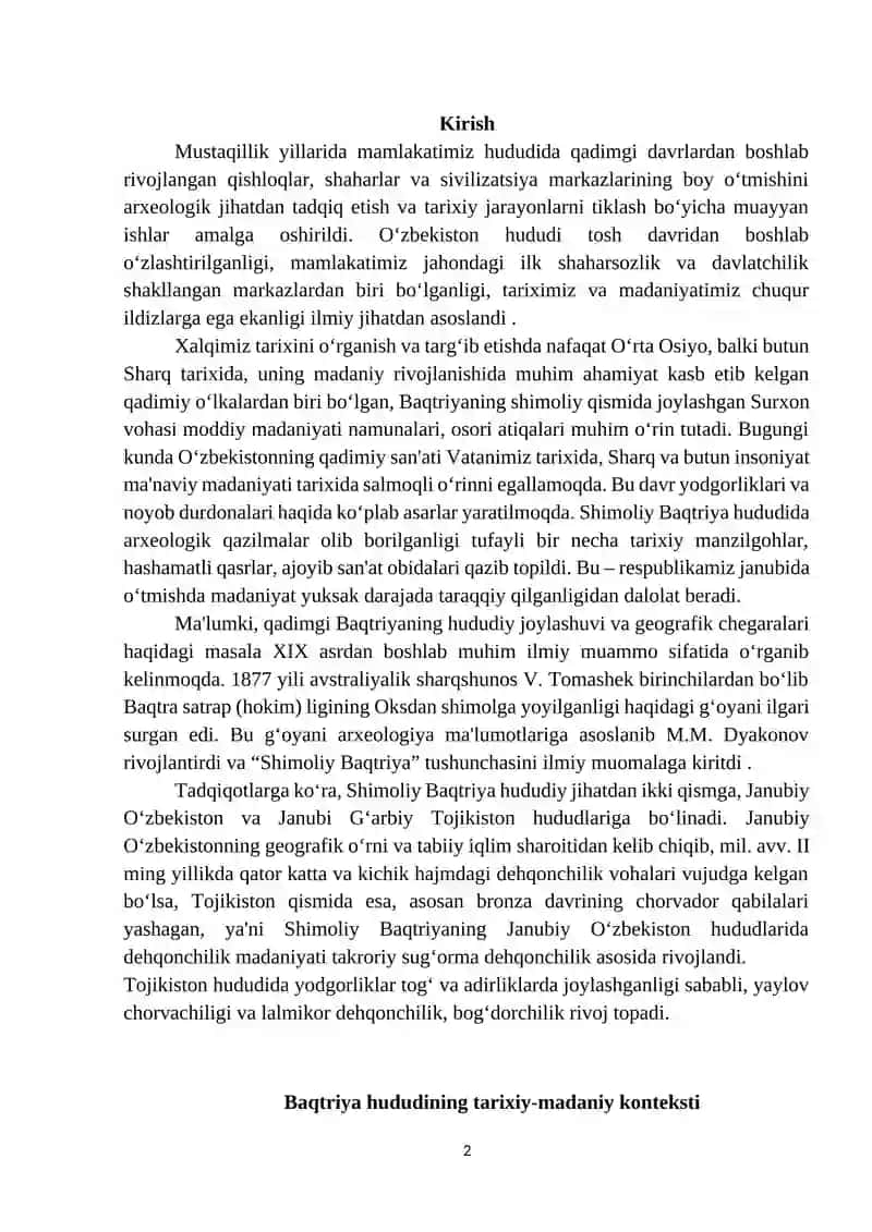SHIMOLIY BAQTRIYA VA JANUBIY BAQTRIYA YODGORLIKLARIDAGI RANG TASVIRLARINI ÓRGANISH 2
