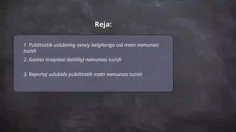 Publitsistik uslub bilan ishlab namunalar 2