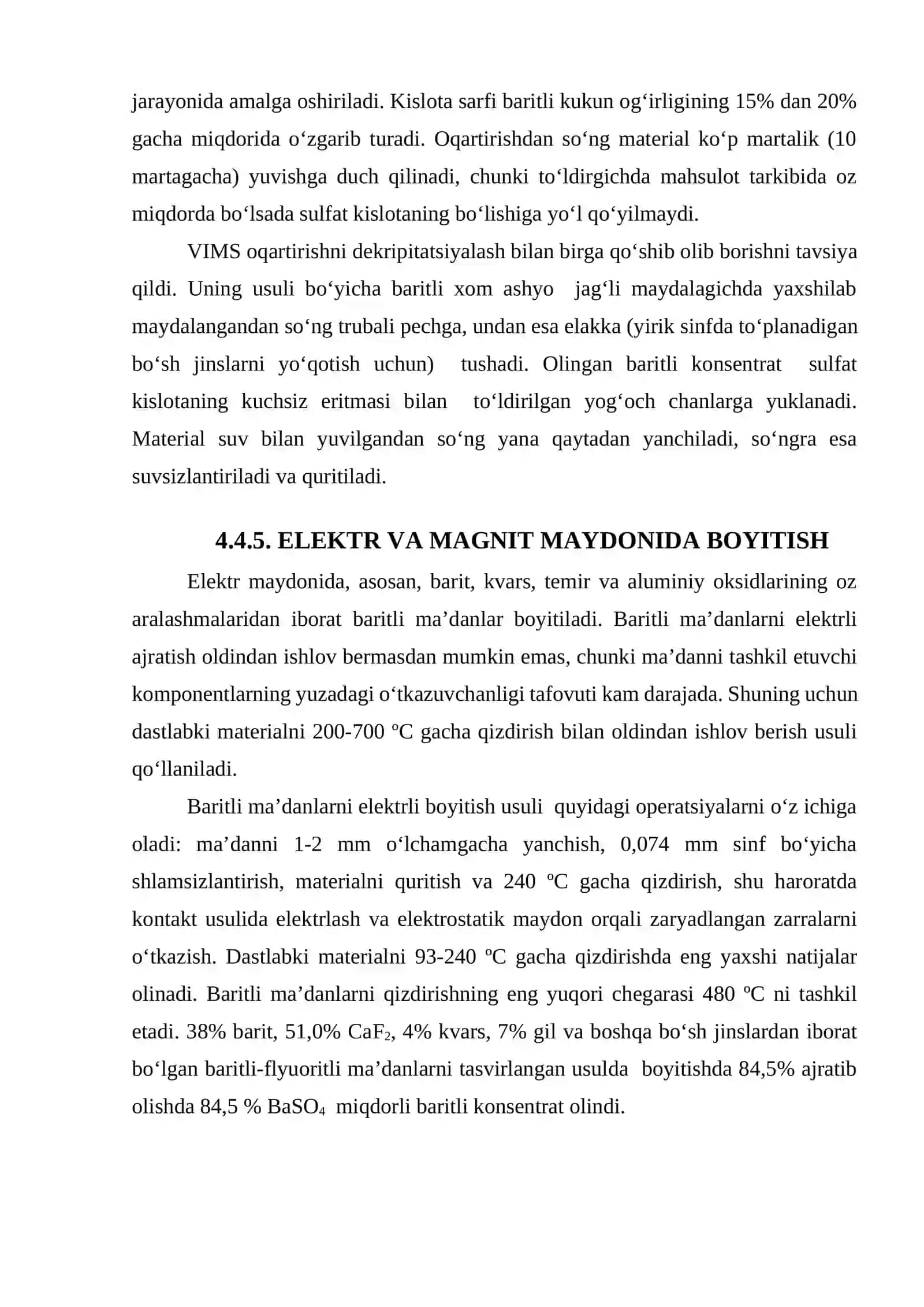 Baritni termik usulda boyitish 2