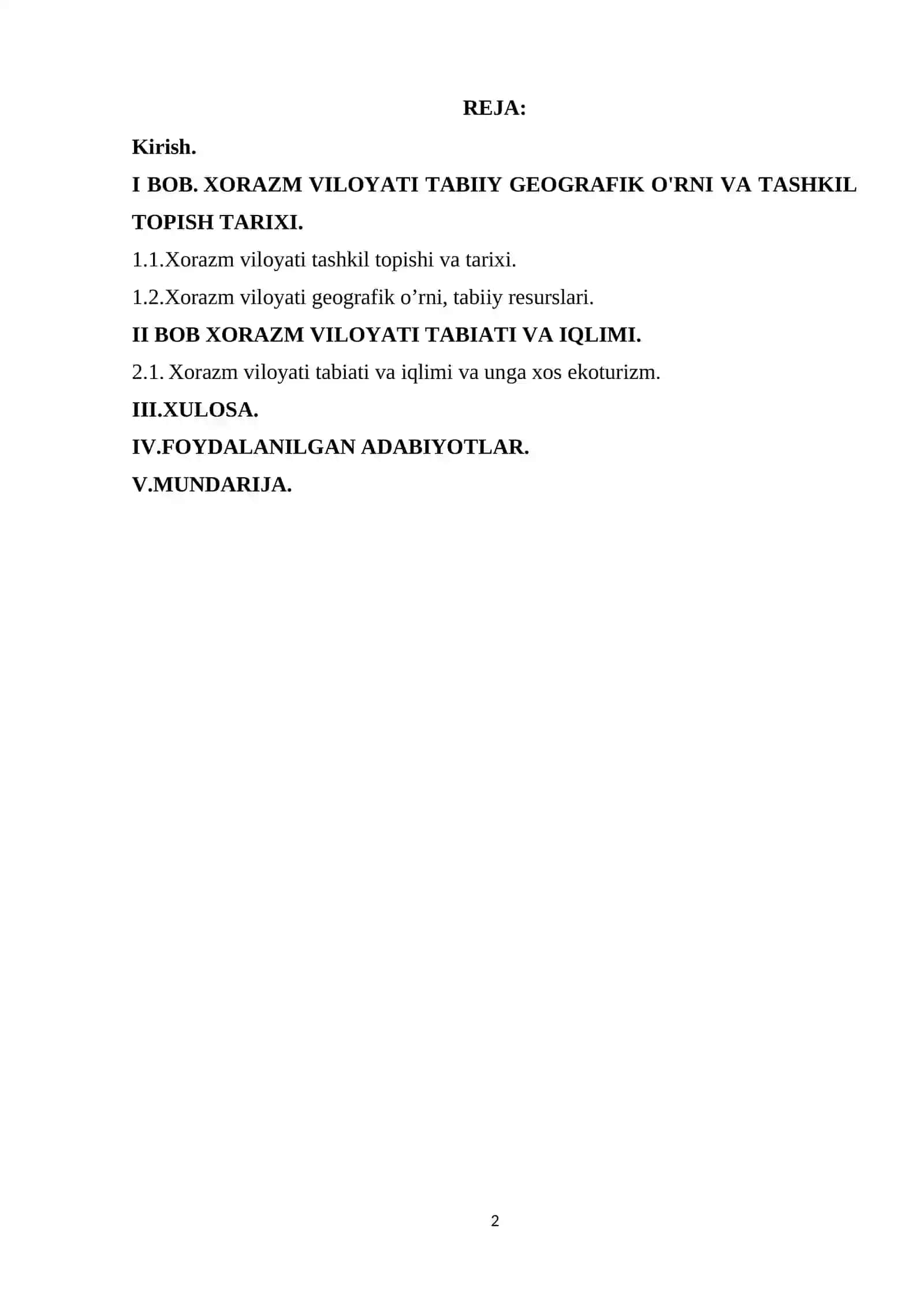 Xorazm viloyati geografik o’rni va tabiiy resurslari 2