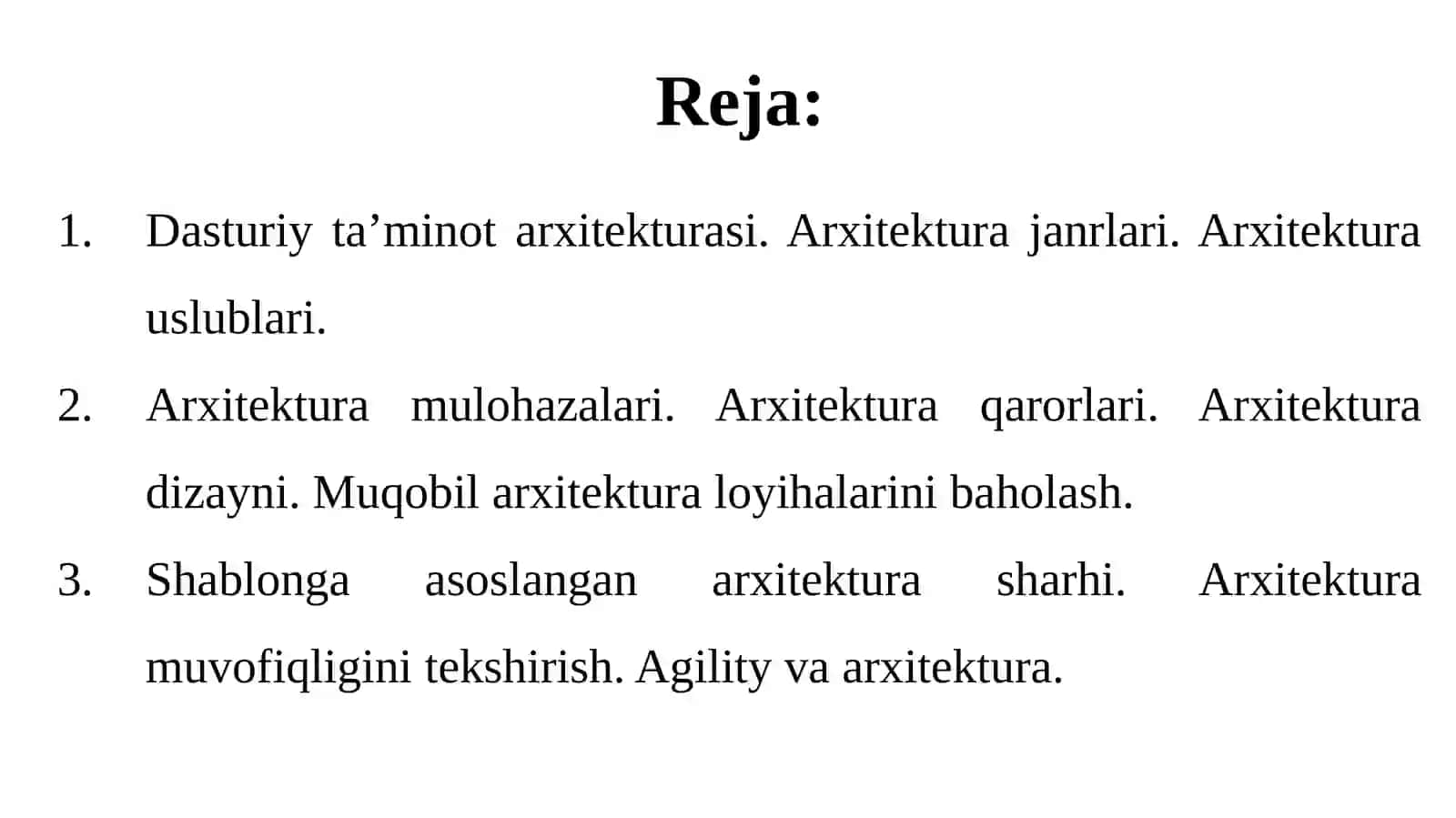 Dasturiy Ta'minot Arxitekturasi 2