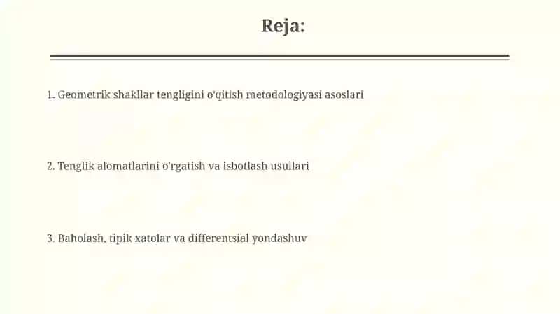 Geometrik figuralarning tengligini o’qitish metodikasi 2