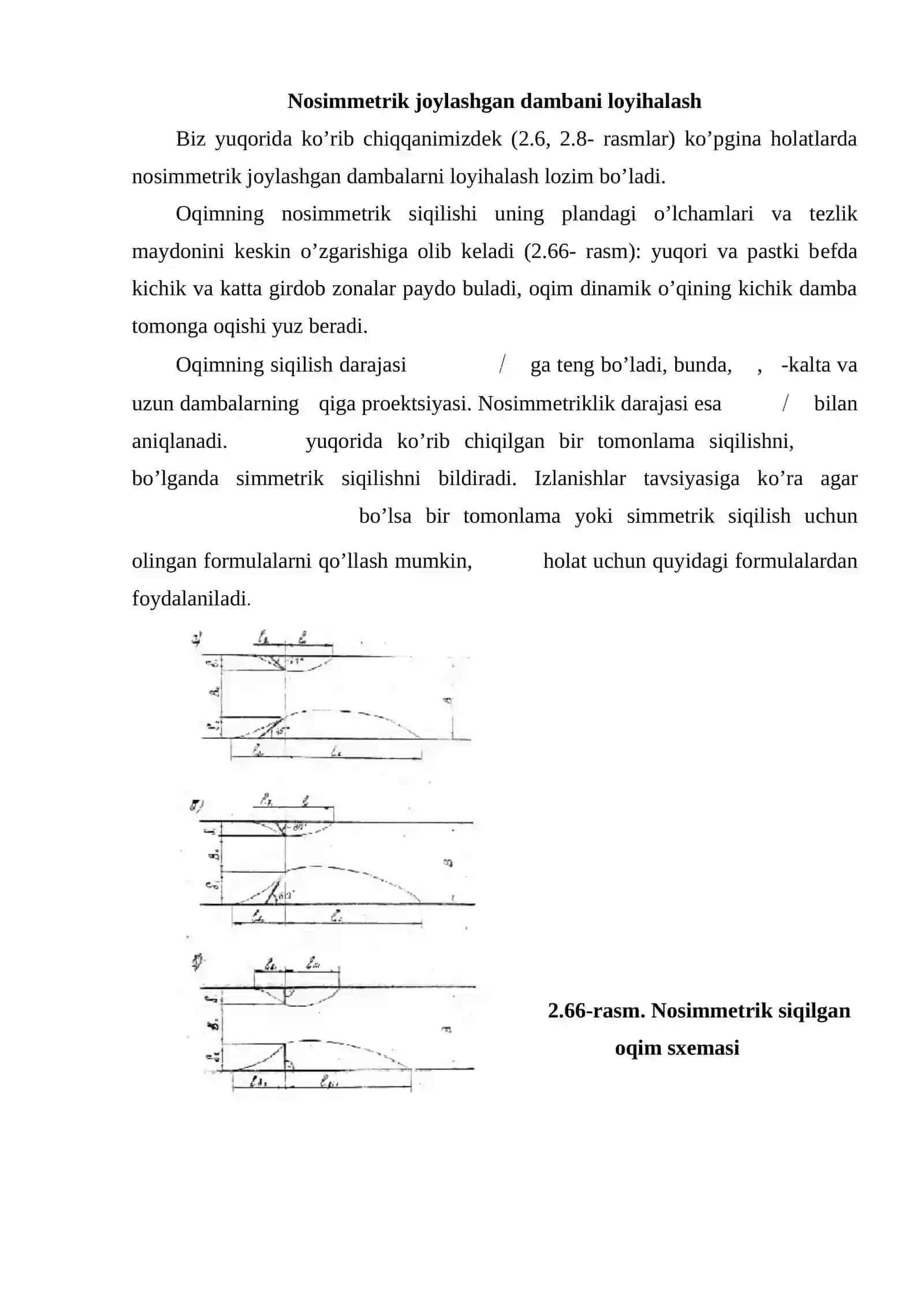 Nosimmеtrik joylashgan dambani loyihalash 2