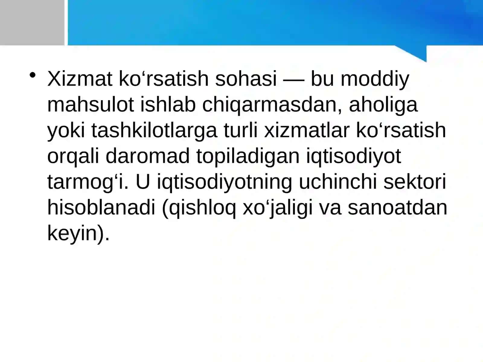 XIZMAT KO'RSATISH SOHASINI EKONOMETRIK BAHOLASH 2