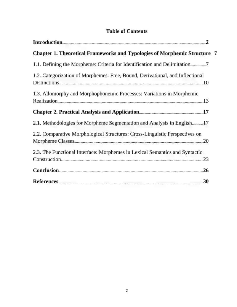 "MORPHOLOGICAL STRUCTURE OF THE WORD: TYPES AND CLASSES OF MORPHEMES" 2