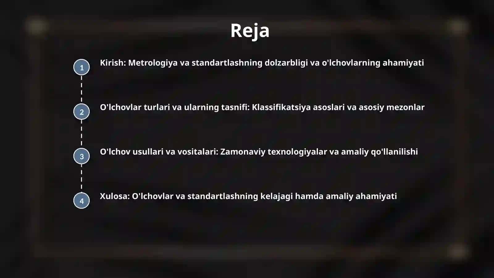 Metrologiya va standartlash fanidan. 2