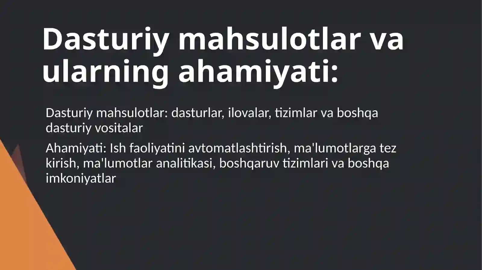 Iqtisodiyotda qo‘llaniladigan amaliy dasturiy mahsulotlar 2
