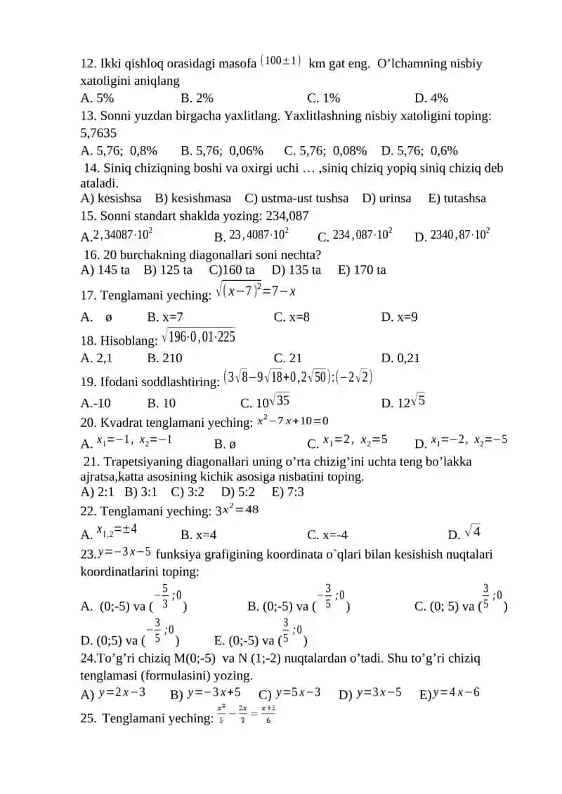 8 – sinf matematika 2