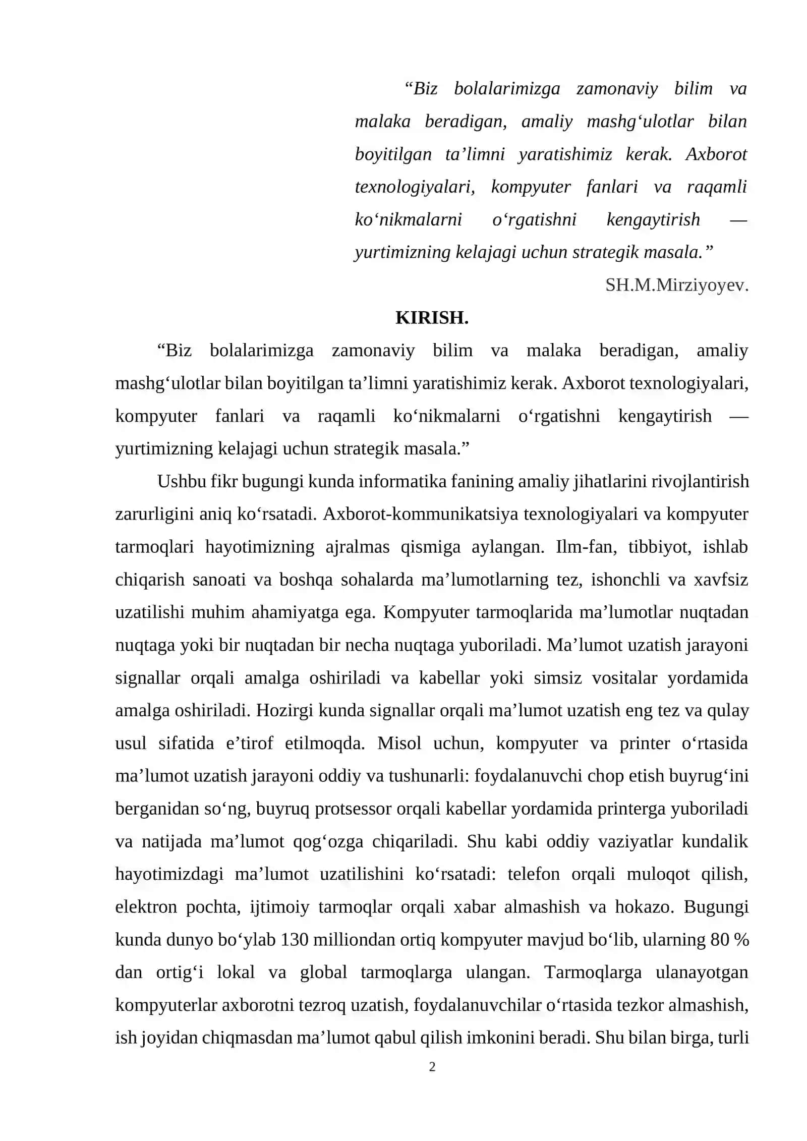 Informatika fanidan laboratoriya ishlarini tashkil etish va baholash 2
