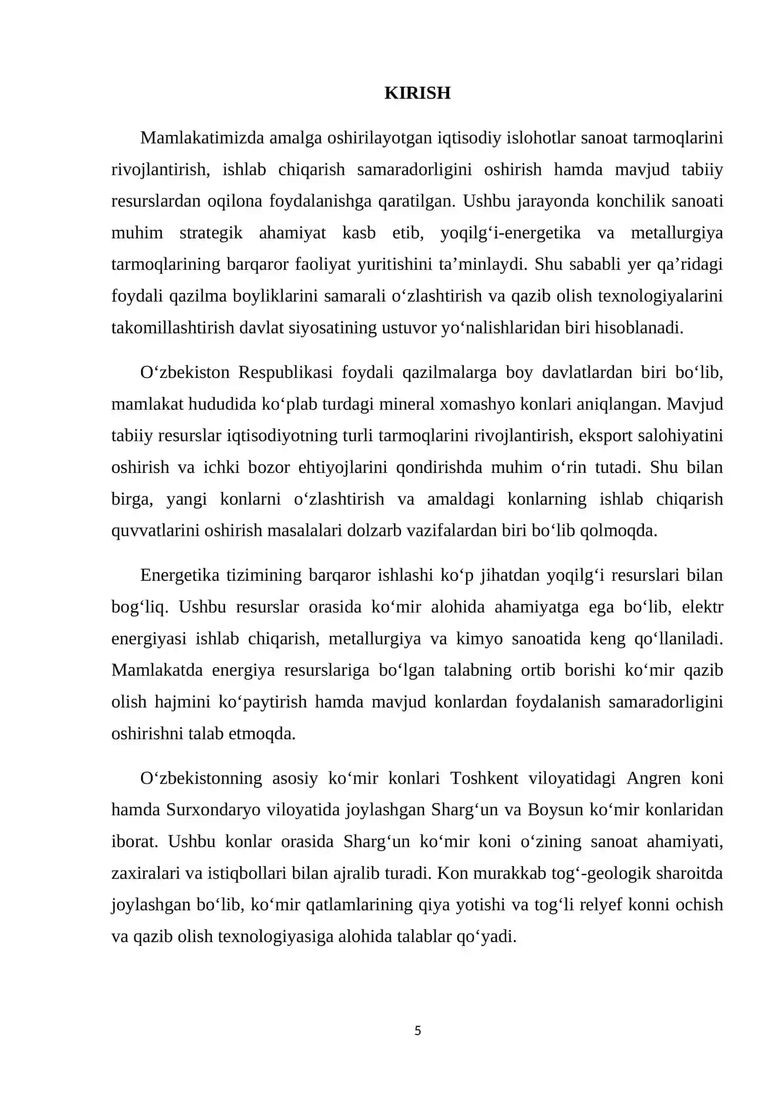 Shargʻun koʻmir konini samarali ochish usulini tanlash va ochuvchi kon lahimlarining parametrlarini aniqlash 2