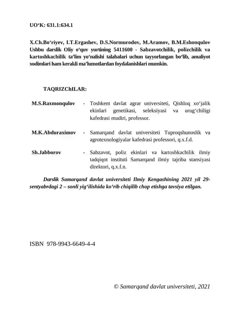 Sabzavot Ekinlari Selektsiyasi va Urug'chiligi 2