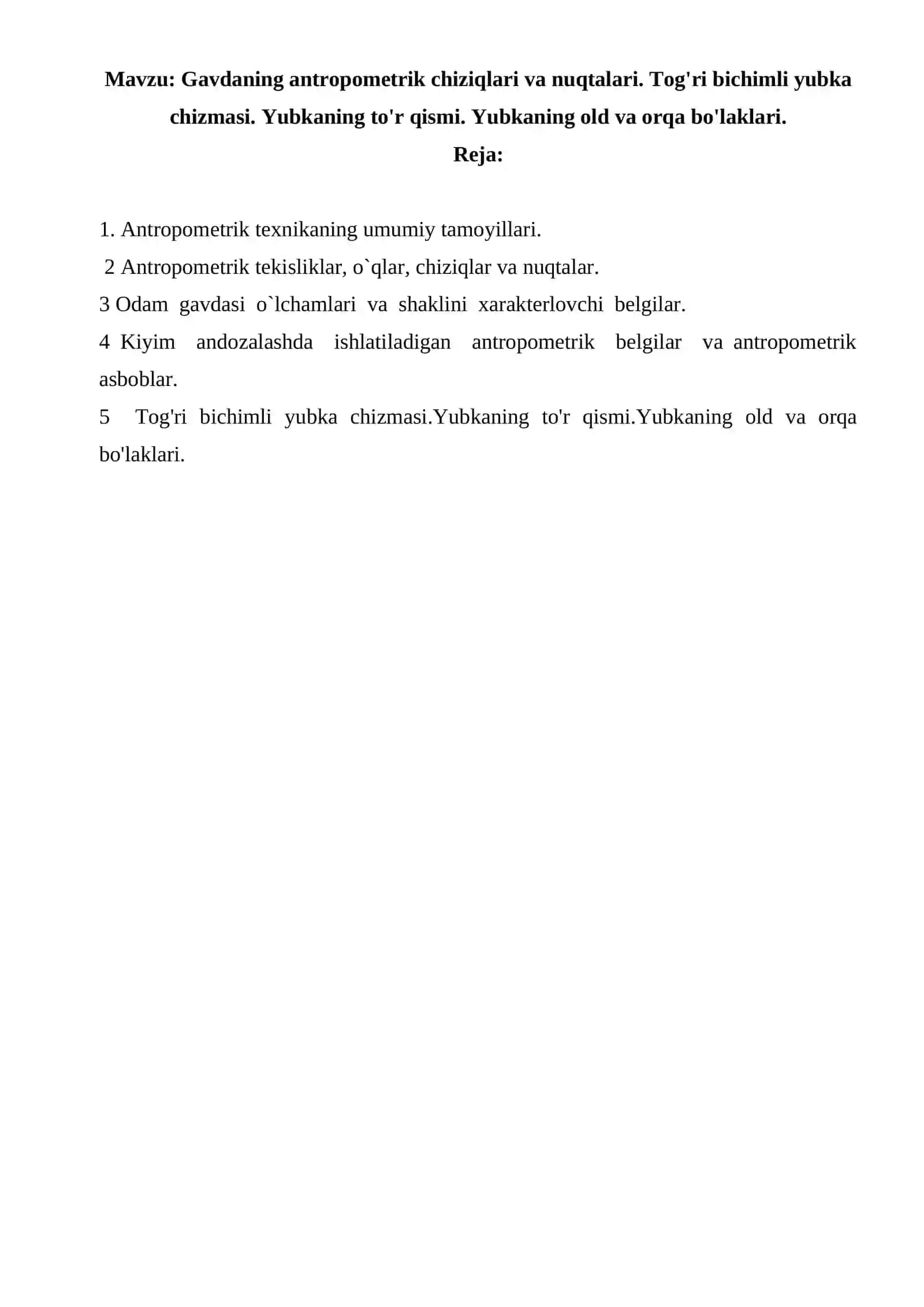 Gavdaning antropometrik chiziqlari va nuqtalari 2