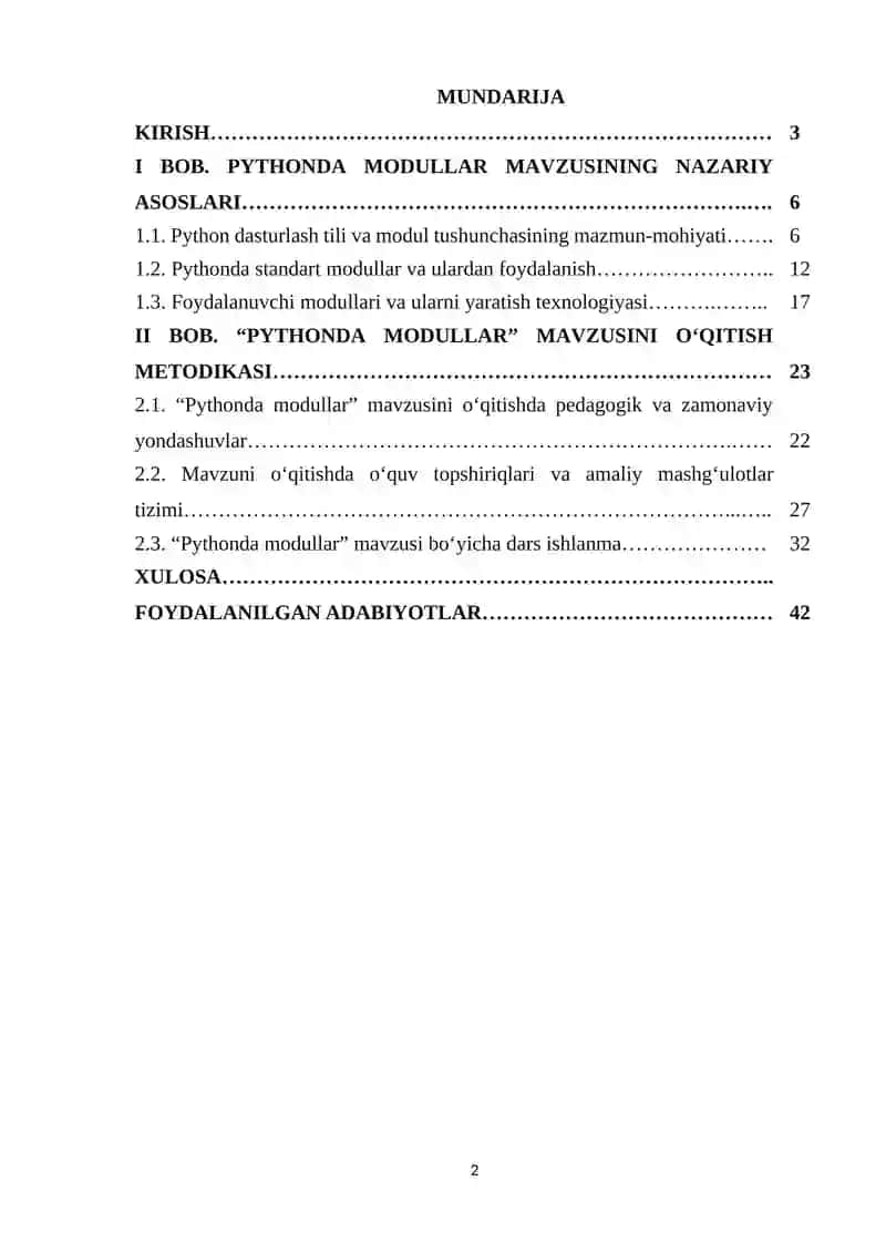 “Pythonda modullar” mavzusini o‘qitish metodikasi 2