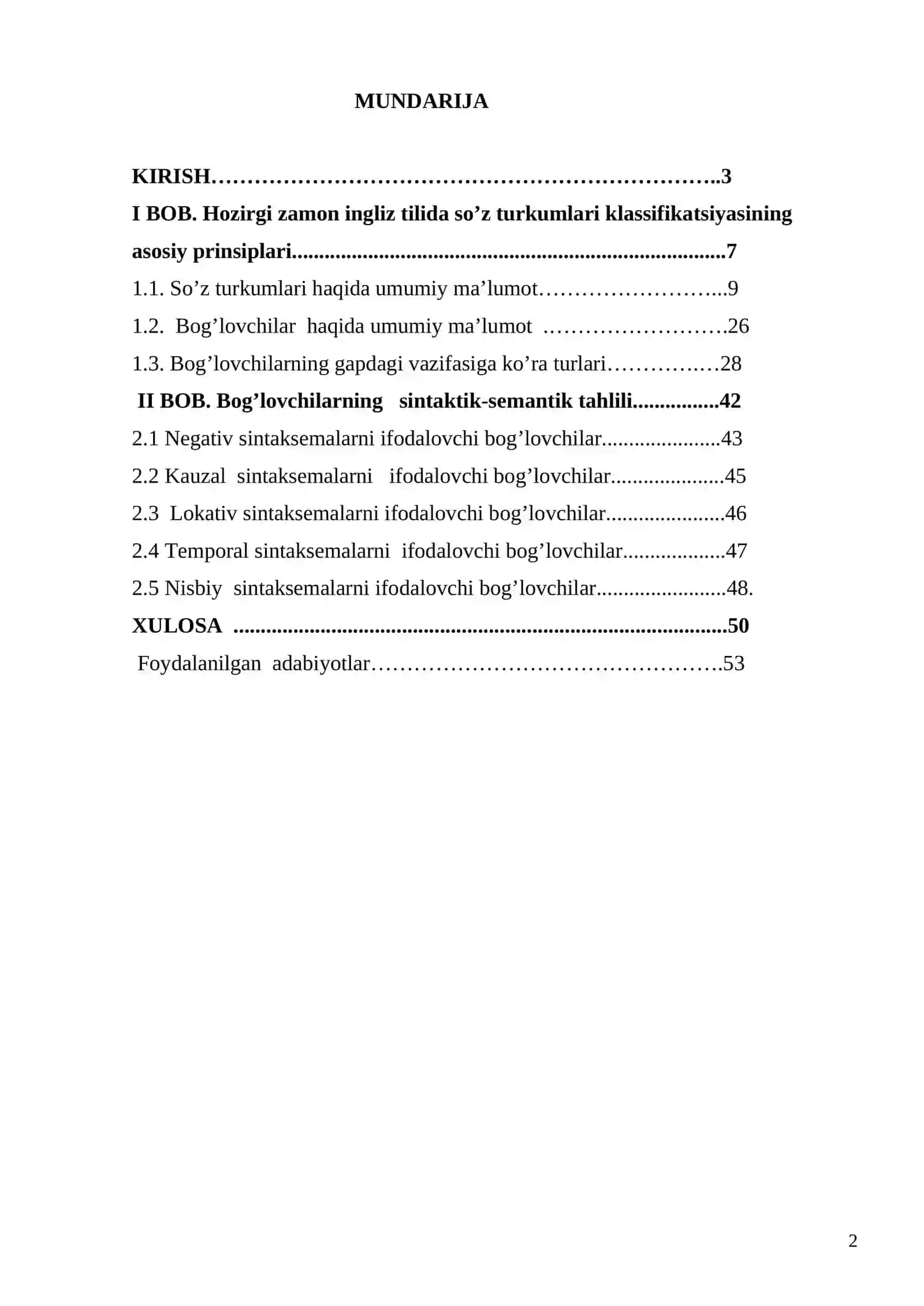 Hozirgi zamon ingliz tilida gap strukturasida bog’lovchilarning (Conjunctions) ishlatilishi 2