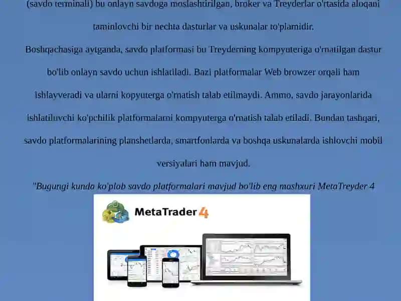 Savdo Platformalari va Ualarni Kompyuterga O'rnatish 2