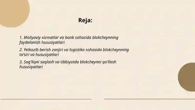 Har xil faoliyat sohalarida blokcheyn texnologiyasidan foydalanish hususiyatlari 2