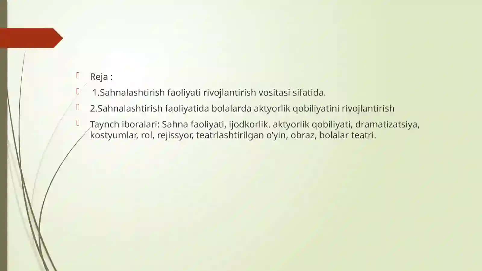 Sahnalashtirish faoliyati 2
