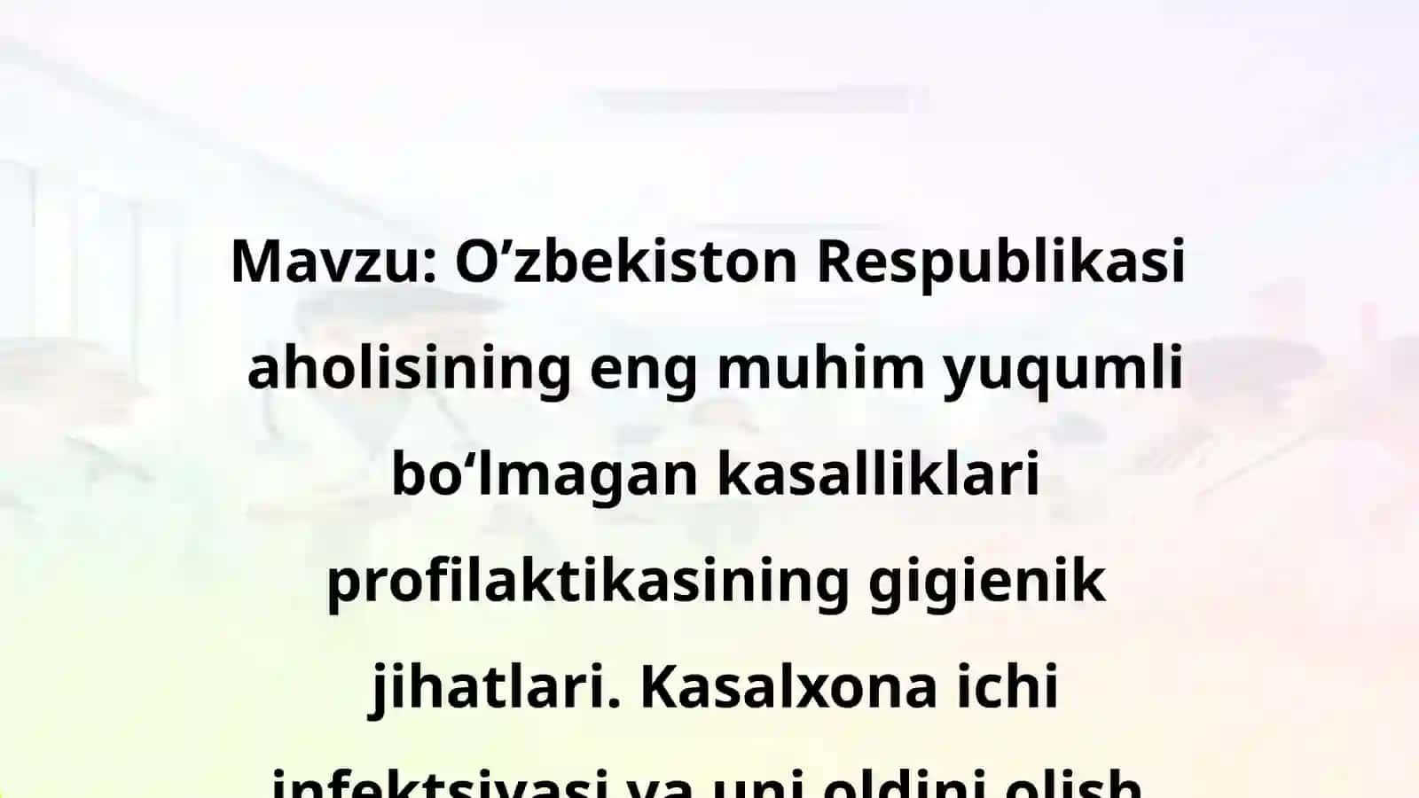 Harbiy gigiyena fanidan mustaqil ish 2