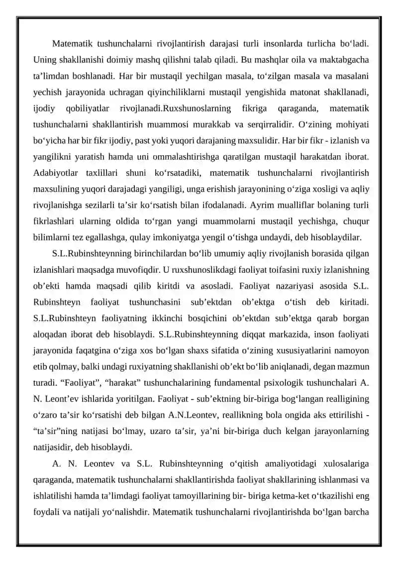 O‘ZBEKISTON VA CHET MAMLAKATLARDA ELEMENTAR MATEMATIK TASAVVURLARNI SHAKLLANTIRISH METODIKASI FANINING RIVOJLANISHI 2