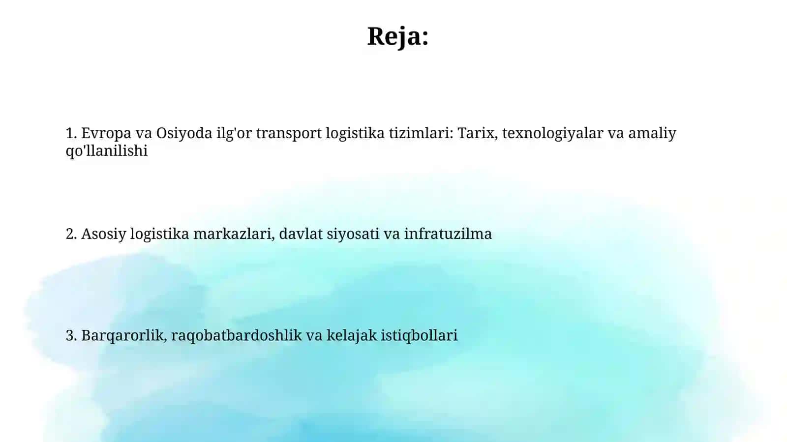 Yevropa va Osiyodagi ilg’or transport logistika tizimlari tajribasi 2