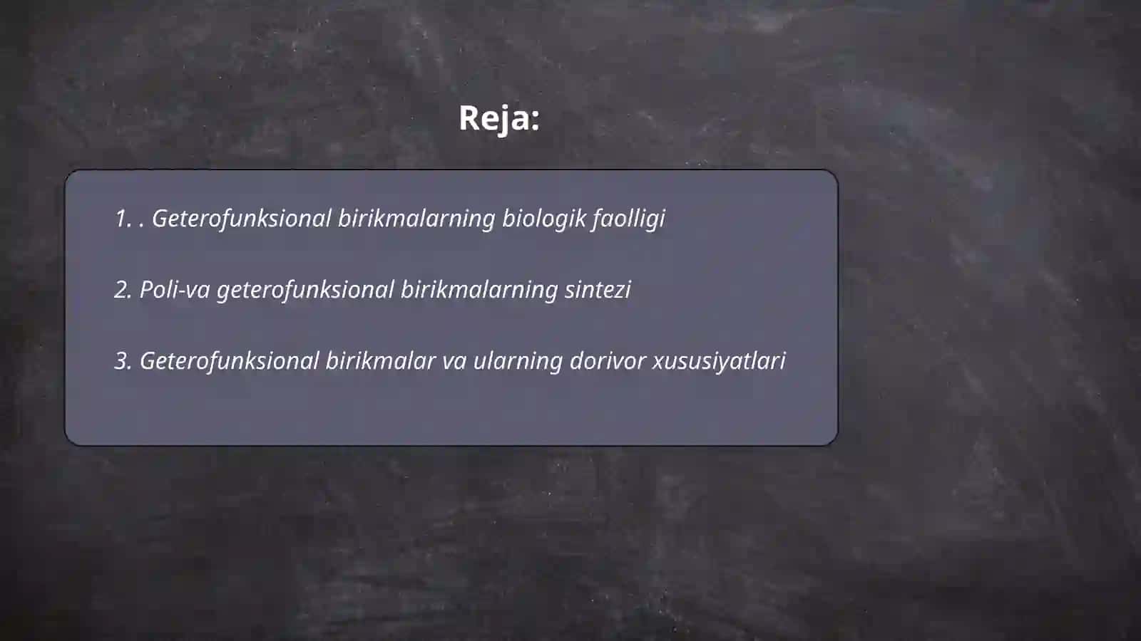 Poli- va geterofunksional birikmalar metabolitlar va dorivor moddalar sifatida 2