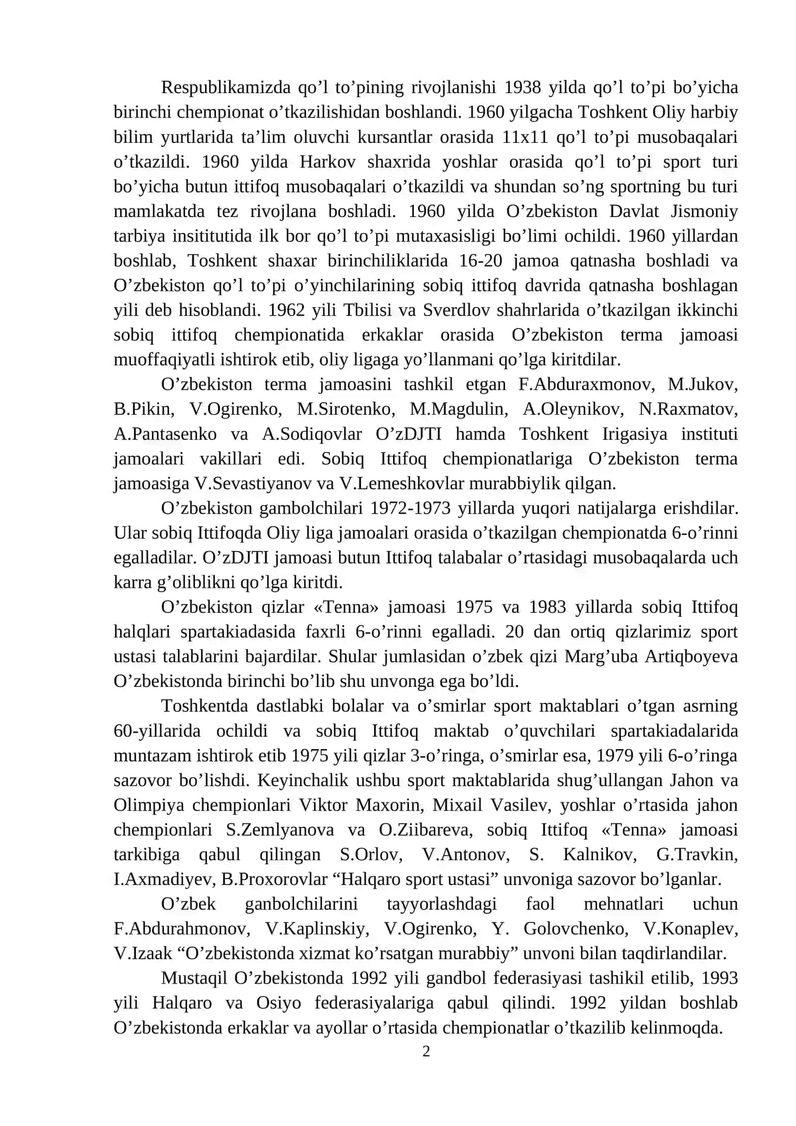 Qo`l to`pi o`yini tarixi va rivojlanishi 2