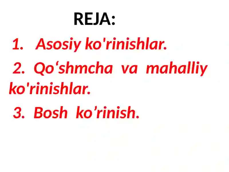 Ko’rinishlar.  Asosiy  va qo’shimcha  ko’rinishlar 2