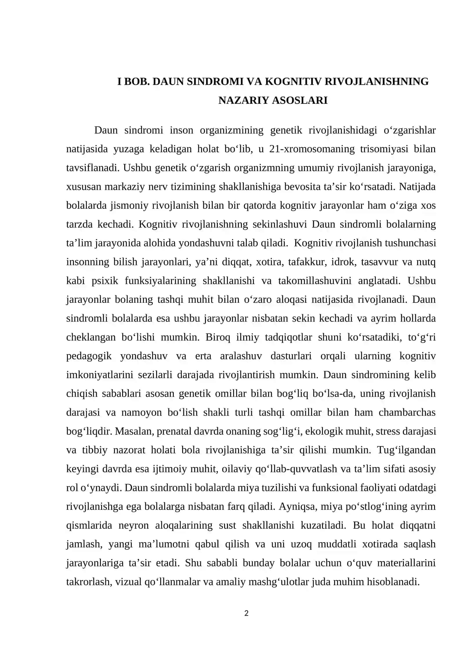 Daun sindromli bolalarda kognitiv rivojlanishga ta’sir etuvchi omillar va inklyuziv ta’limning ahamiyati 2