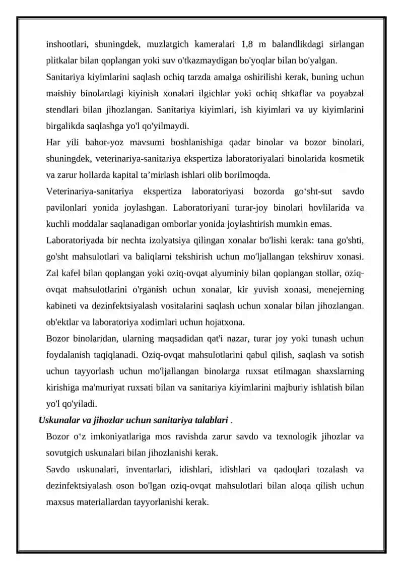 Bozorlar Qoshidagi Ovqatlanish Shahobchalar Sanitariya Nazorati 2
