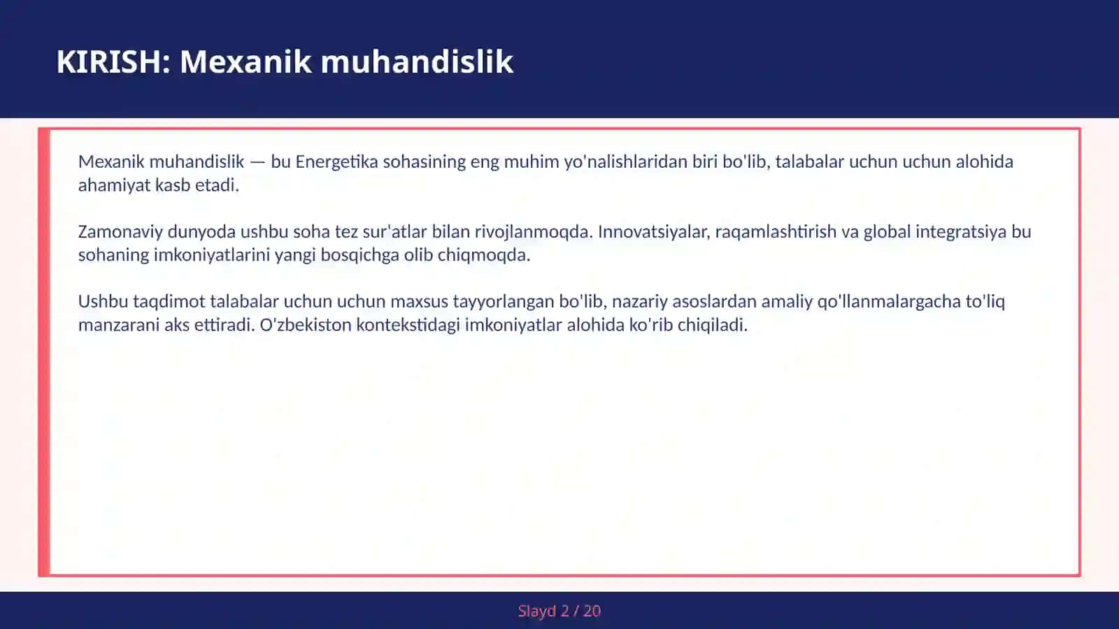Mexanik muhandislik 2