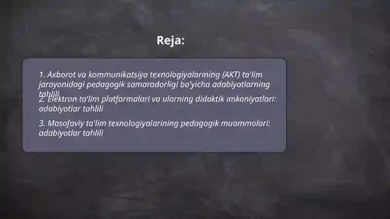 Axborot va pedagogik texnologiya muammolariga oid adabiyotlarning tahlili 2