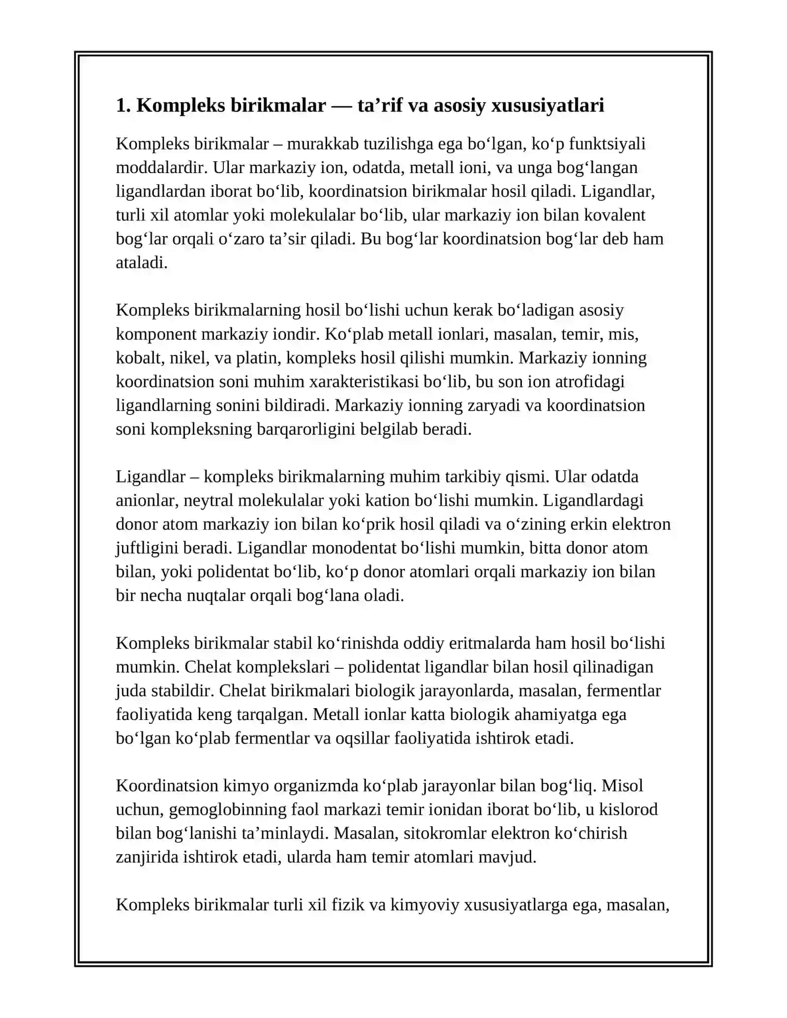 KOMPLEKS BIRIKMALAR VA ULARNING TIBBIYOTDAGI AHAMIYATI 2