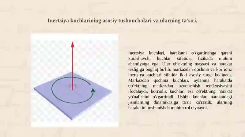 Aylanuvchi sanoq tizimidagi inertsiya kuchlari. Markazdan qochma va korrioliz inertsiya kuchlari. 2