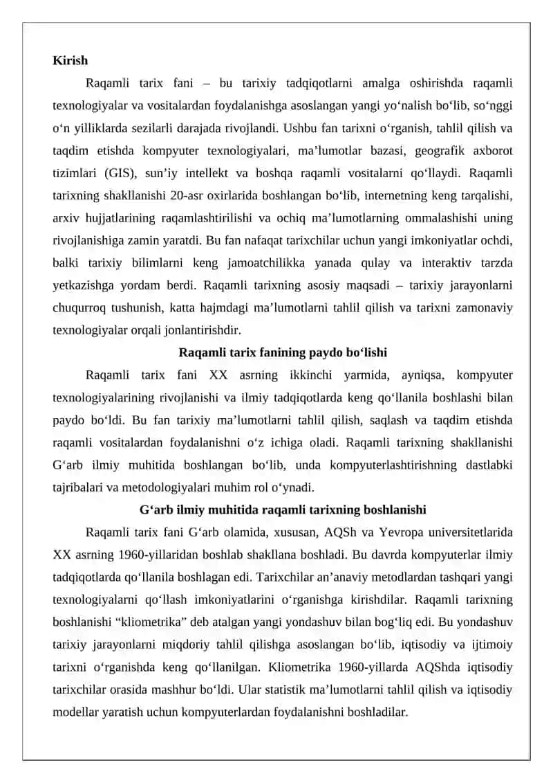 Raqamli tarix fanining shakllanishi va taraqqiyoti 2