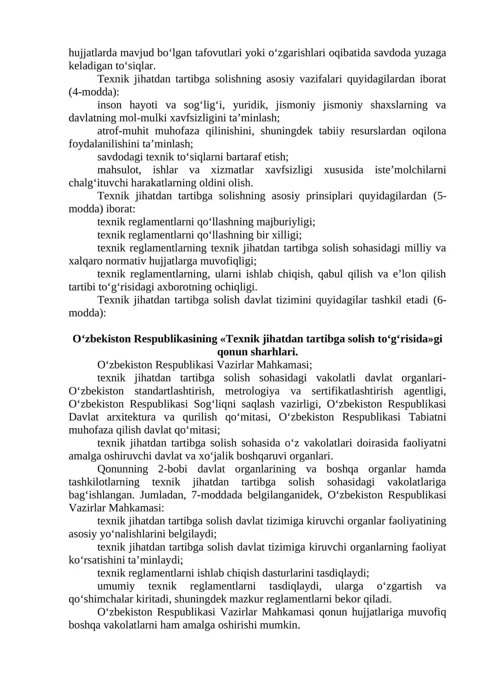 O‘zbekiston Respublikasida texnik jihatdan tartibga solish masalalari 2