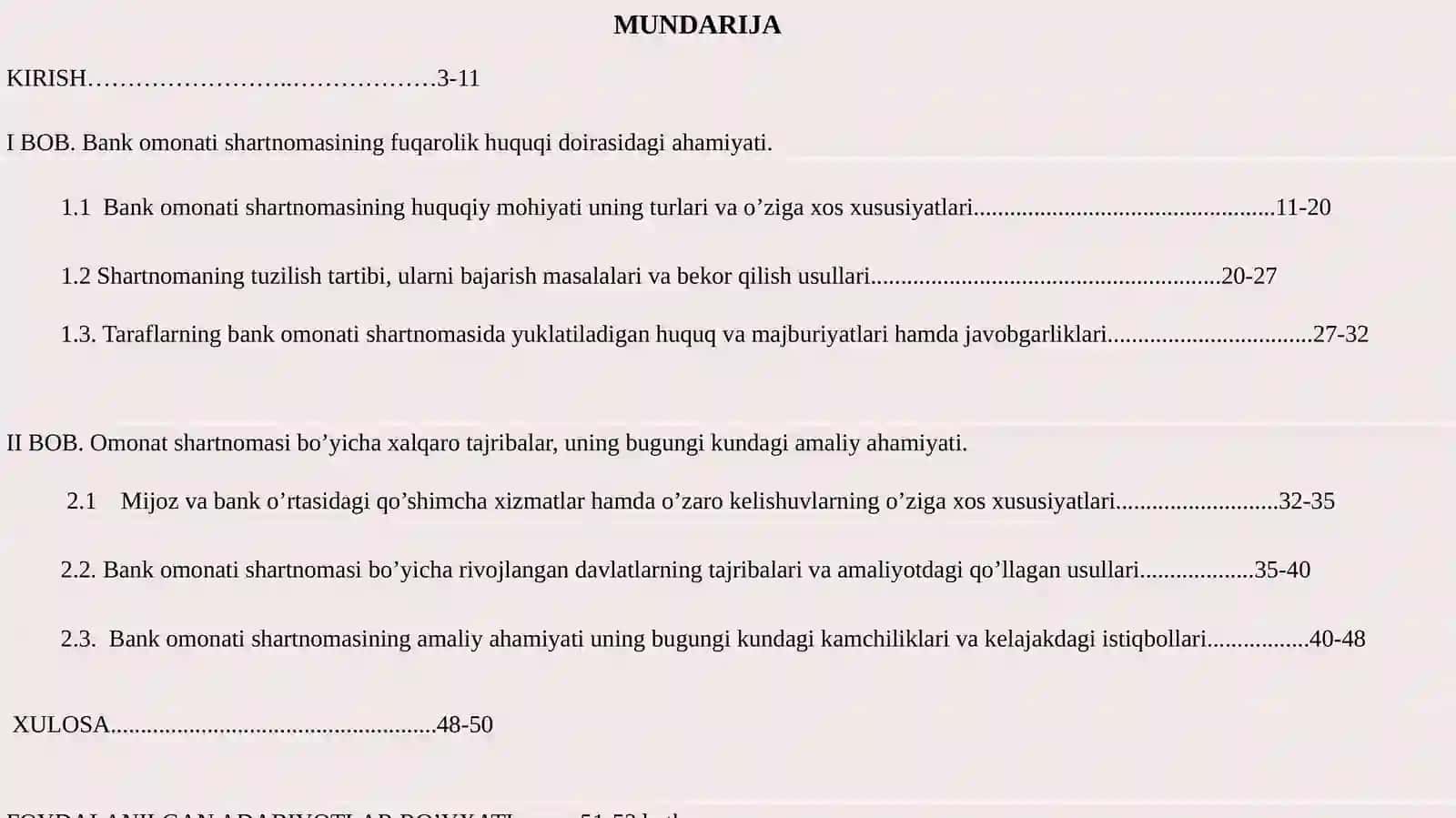 BANK OMONATI SHARTNOMASINI FUQAROLIK-HUQUQIY TARTIBGA SOLISH MASALALARI 2